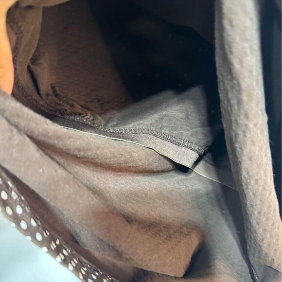 Womans lined, brown and white polka dot tank top. Stretchy. Size large. Rounded - Picture 5 of 8